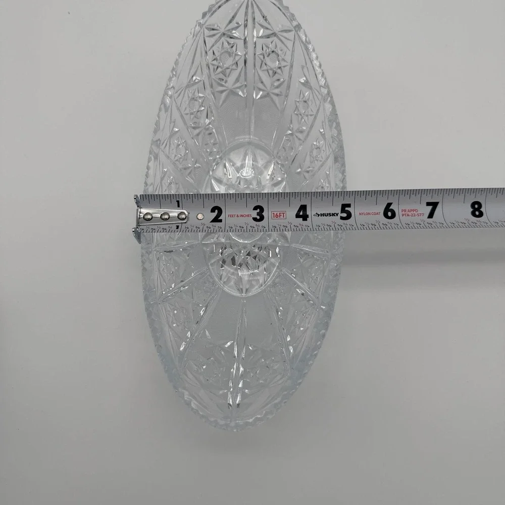 Vintage American Brilliant Cut‎ Glass Oval Serving Bowl